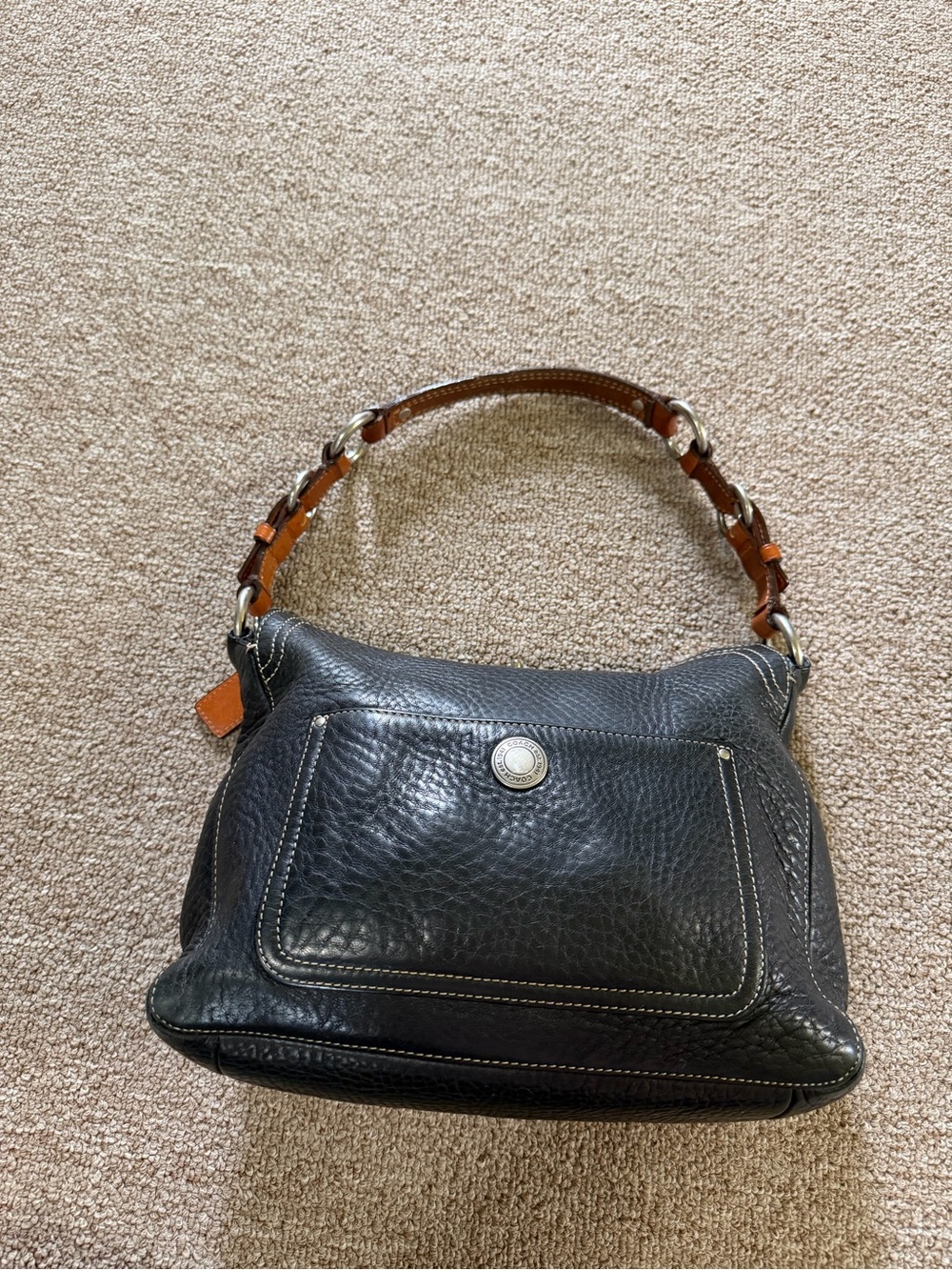 Vtg Coach DO6S-10131 Coach Chelsea Pebbled Leather Turnlock Hobo Handbag